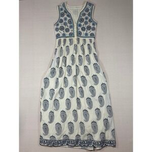 Maison Hotel Mirissa Kalinda Dress Cotton Gauze Embroidered Paisley Maxi Small